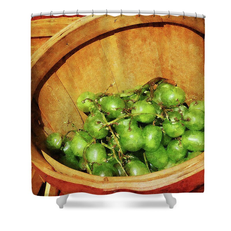 Grapes Shower Curtain featuring the photograph Basket of Green Grapes by Susan Savad