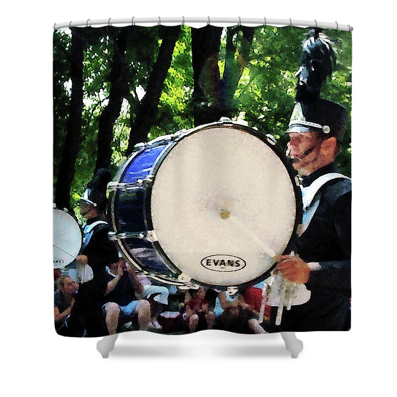 Parade Shower Curtain featuring the photograph Bass Drums on Parade by Susan Savad