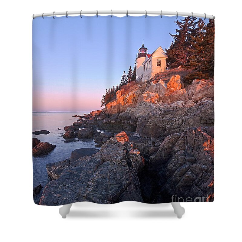 Bass Harbor Lighthouse Shower Curtain featuring the photograph Bass Harbor Lighthouse Acadia National Park 2 by Glenn Gordon
