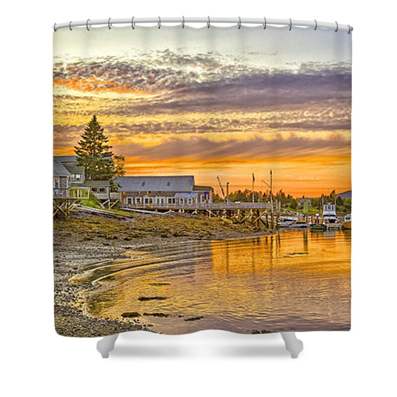 Sunset Shower Curtain featuring the photograph Bass Harbor Maine Lowtide Sunset by Fred J Lord