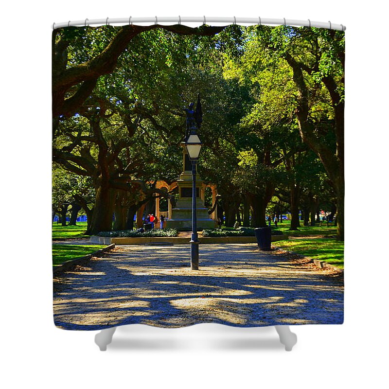 White Point Gardens Shower Curtain featuring the photograph Battery Park White Point Gardens In Charleston SC by Lisa Wooten