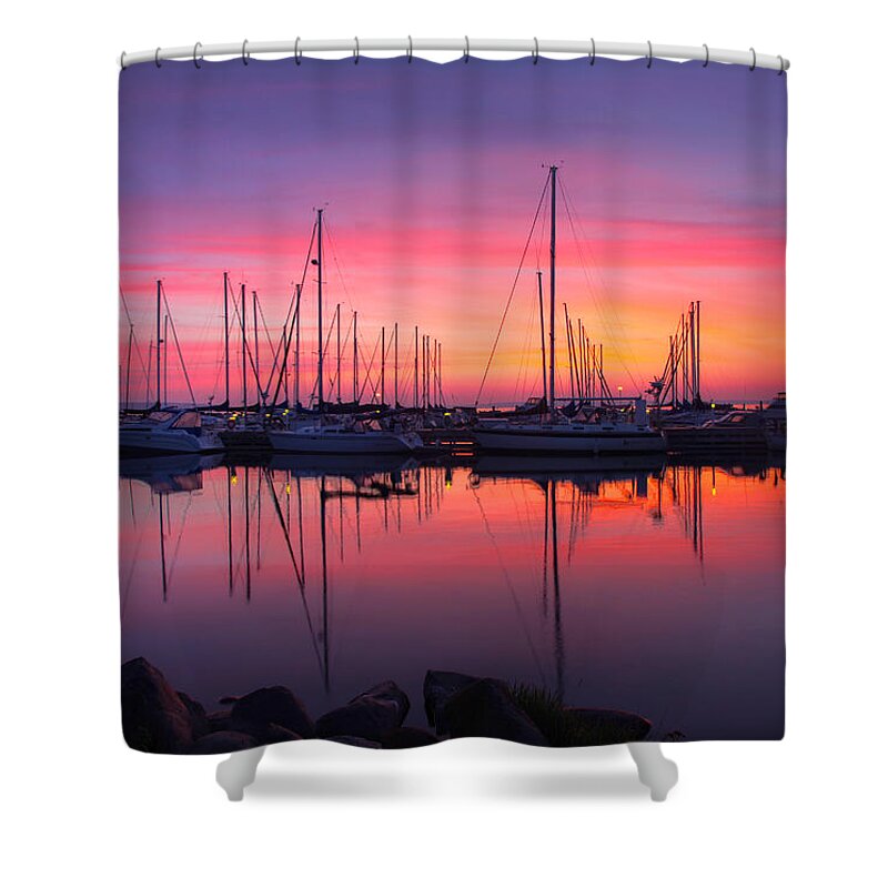 Bayfield Wisconsin Shower Curtain featuring the photograph Bayfield Wisconsin Magical Morning Sunrise by Wayne Moran
