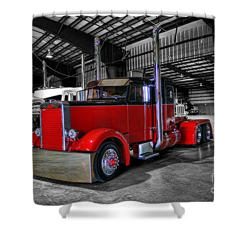Trucks Shower Curtain featuring the photograph B.C. Big Rig Weekend-Needle Nose Pete CATR5035A-14 by Randy Harris