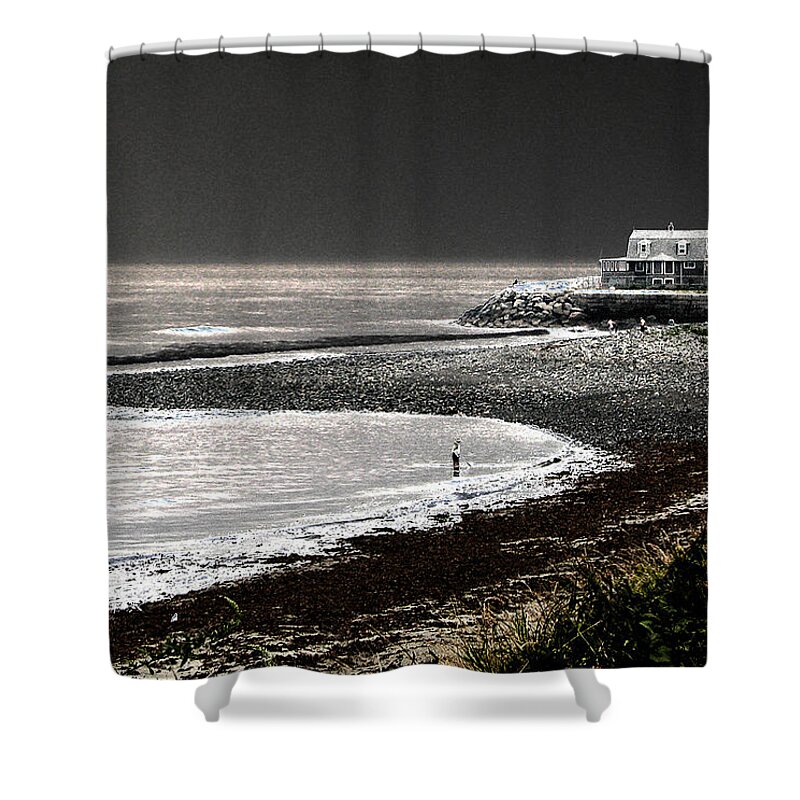 Hull Massachusetts Shower Curtain featuring the photograph Beach Comber by Ron White