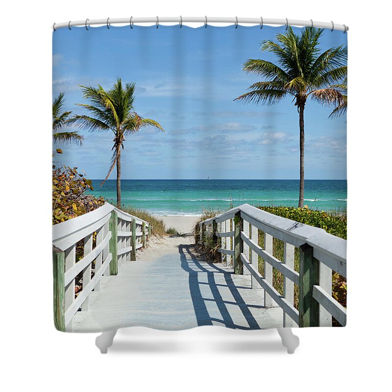 Summer Shower Curtain featuring the photograph Beach Entrance, Florida by Kubrak78