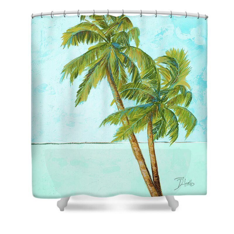 Beach Shower Curtain featuring the painting Beach Palm Blue I by Patricia Pinto