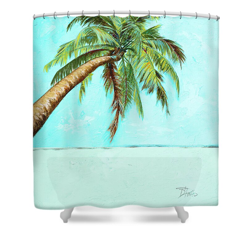Beach Shower Curtain featuring the painting Beach Palm Blue II by Patricia Pinto