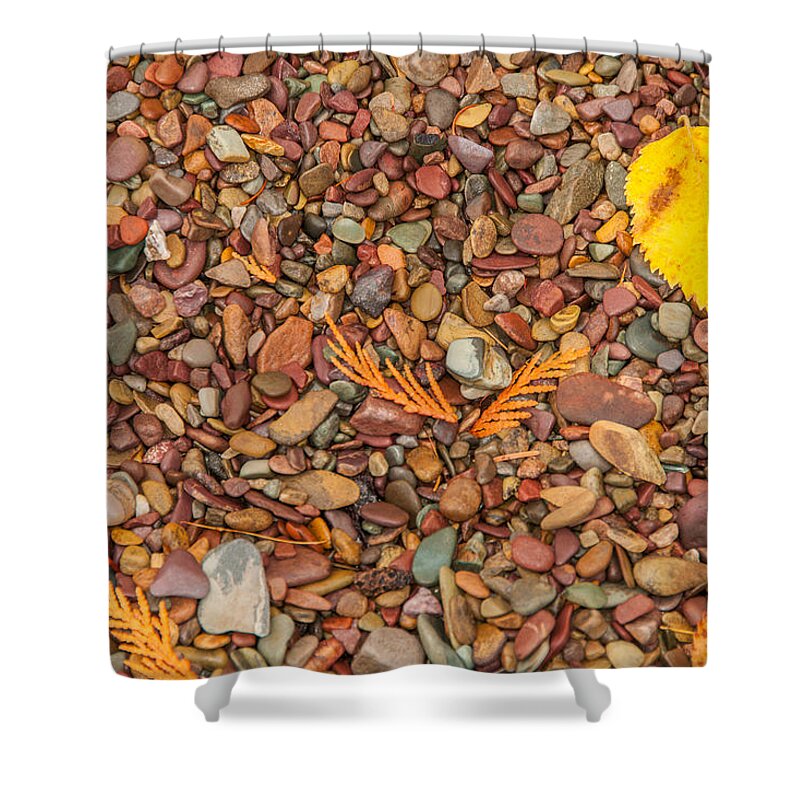 Water Shower Curtain featuring the photograph Beach Pebbles of Montana by Brenda Jacobs