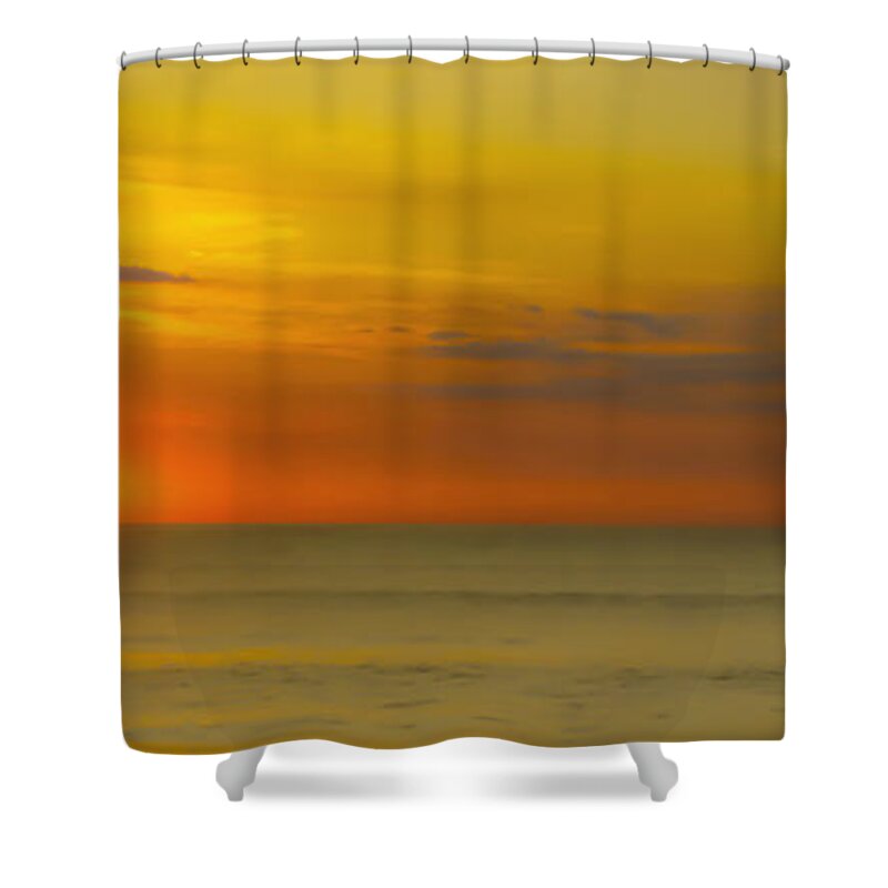 Beach Sunrise Birds Shower Curtain featuring the digital art Beach Sunrise Birds by Randy Steele