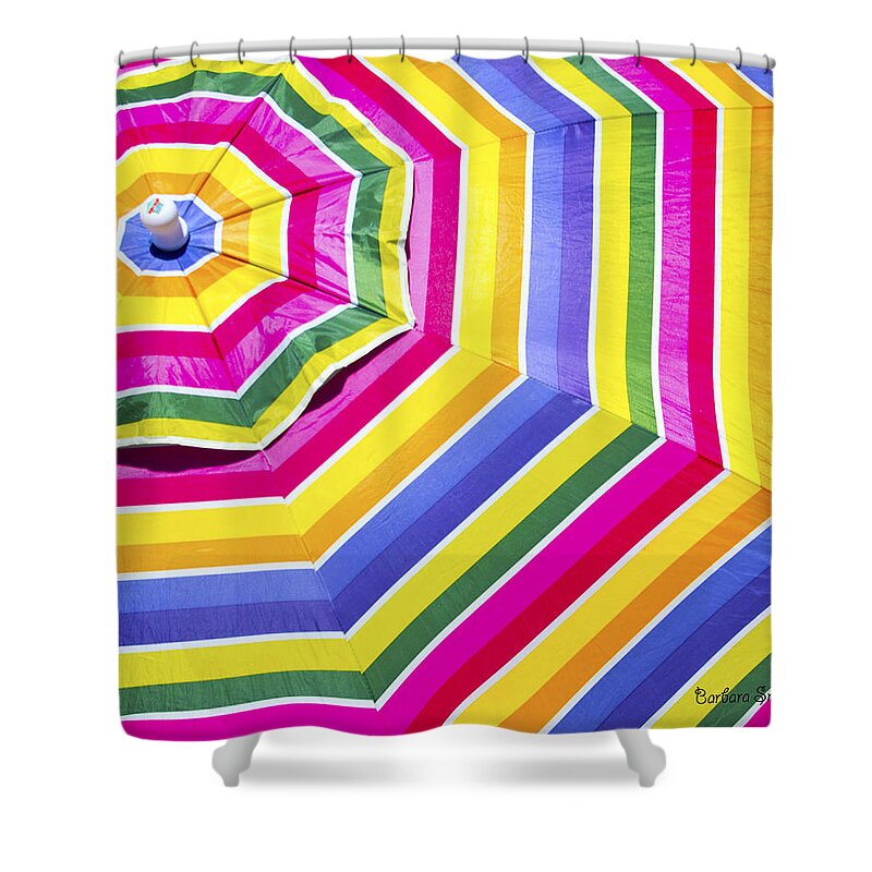 Beach Umbrella Two Shower Curtain featuring the photograph Beach Umbrella Two by Barbara Snyder