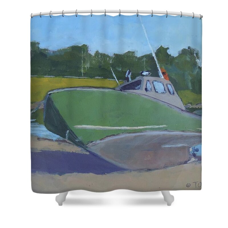 Plein Air Shower Curtain featuring the painting Beached - Art by Bill Tomsa by Bill Tomsa