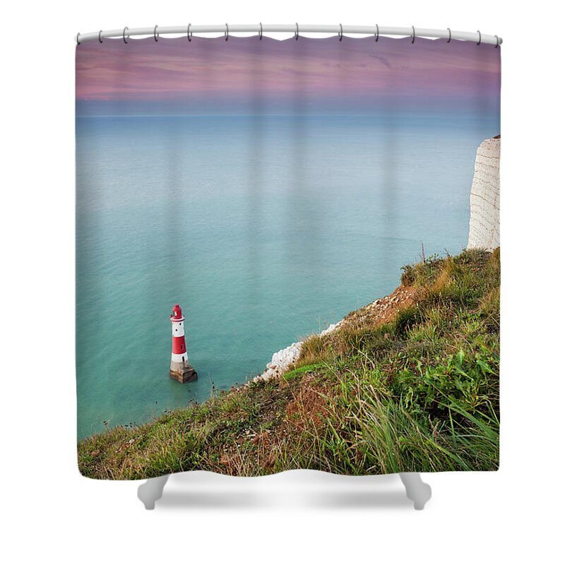 Tranquility Shower Curtain featuring the photograph Beachy Head Lighthouse by Andrea Ricordi, Italy
