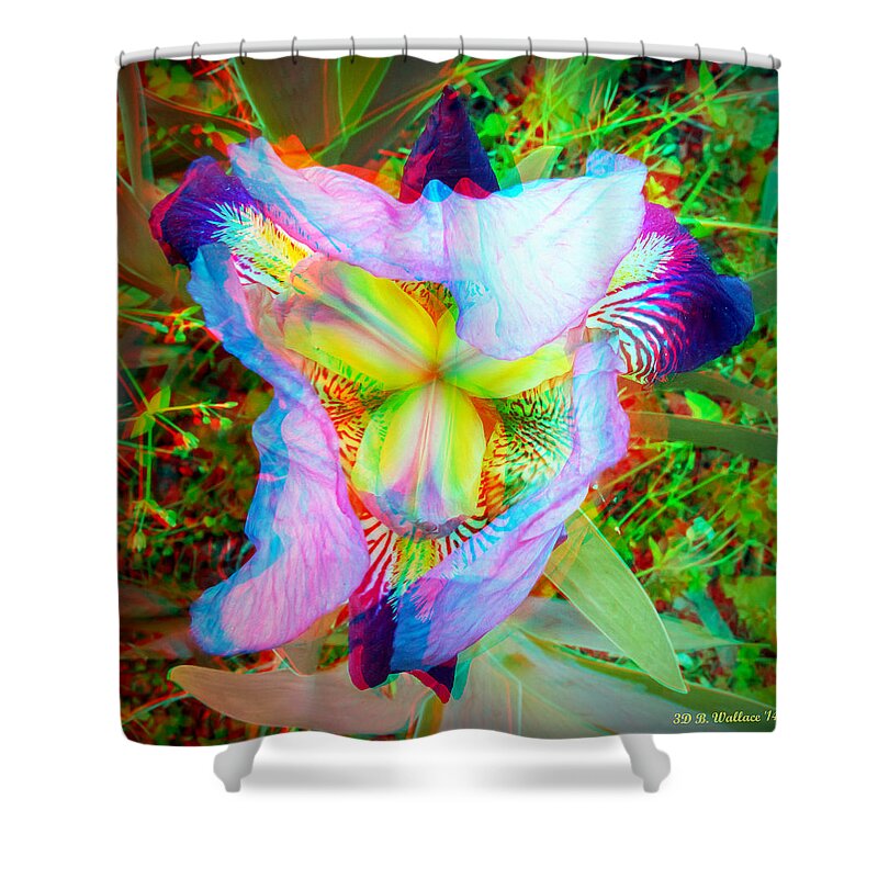 3d Shower Curtain featuring the photograph Bearded Iris Cultivar - Use Red-Cyan 3D Glasses by Brian Wallace