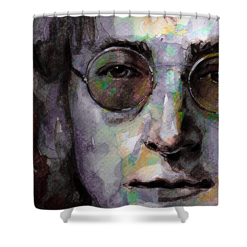 John Lennon Shower Curtain featuring the painting Beatles - John Lennon by Laur Iduc