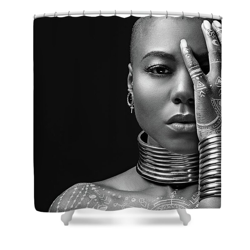 People Shower Curtain featuring the photograph Beautiful Black Woman Wearing Jewellery by Lorado