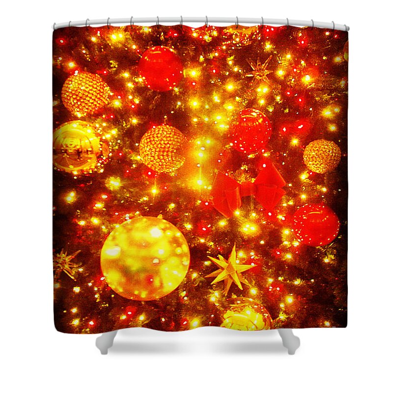Christmas Tree Shower Curtain featuring the photograph Beautiful Christmas Tree Decorations - Holiday and Christmas Card by Miriam Danar