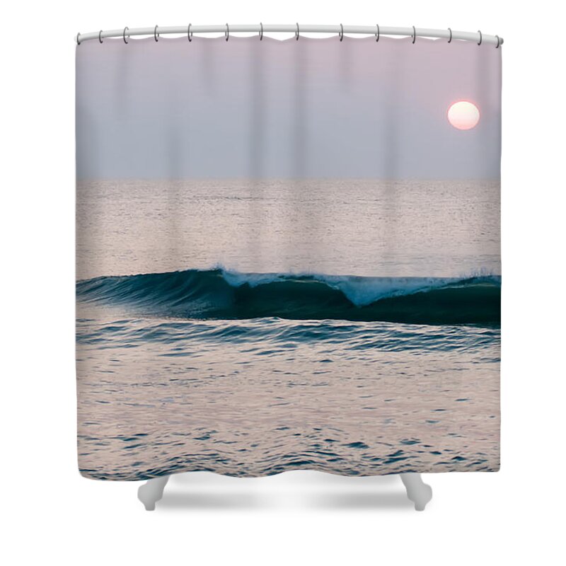Atlantic Shower Curtain featuring the photograph Beautiful empty beach at sunrise by Alex Grichenko