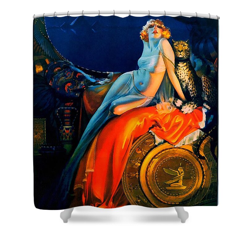 Rolf Armstrong Shower Curtain featuring the digital art Beauty And The Beast Pin Up by Rolf Armstrong