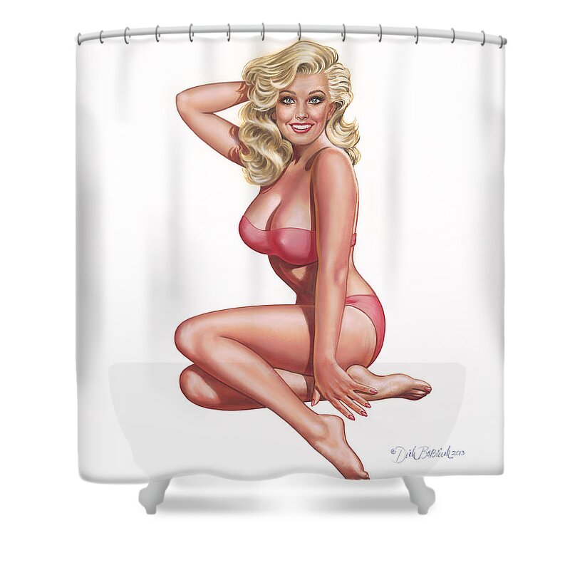 Painting Shower Curtain featuring the painting Beauty In Bikini by Dick Bobnick