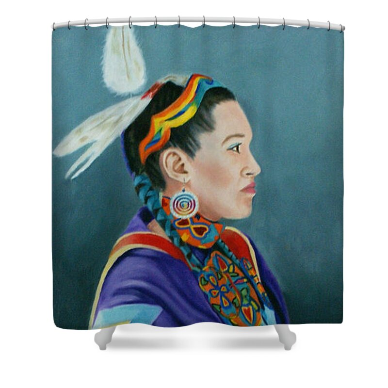 Native American Shower Curtain featuring the painting Beauty by Jill Ciccone Pike