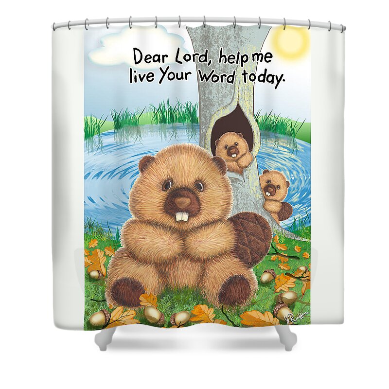 Beaver Shower Curtain featuring the digital art Beaver by Jerry Ruffin