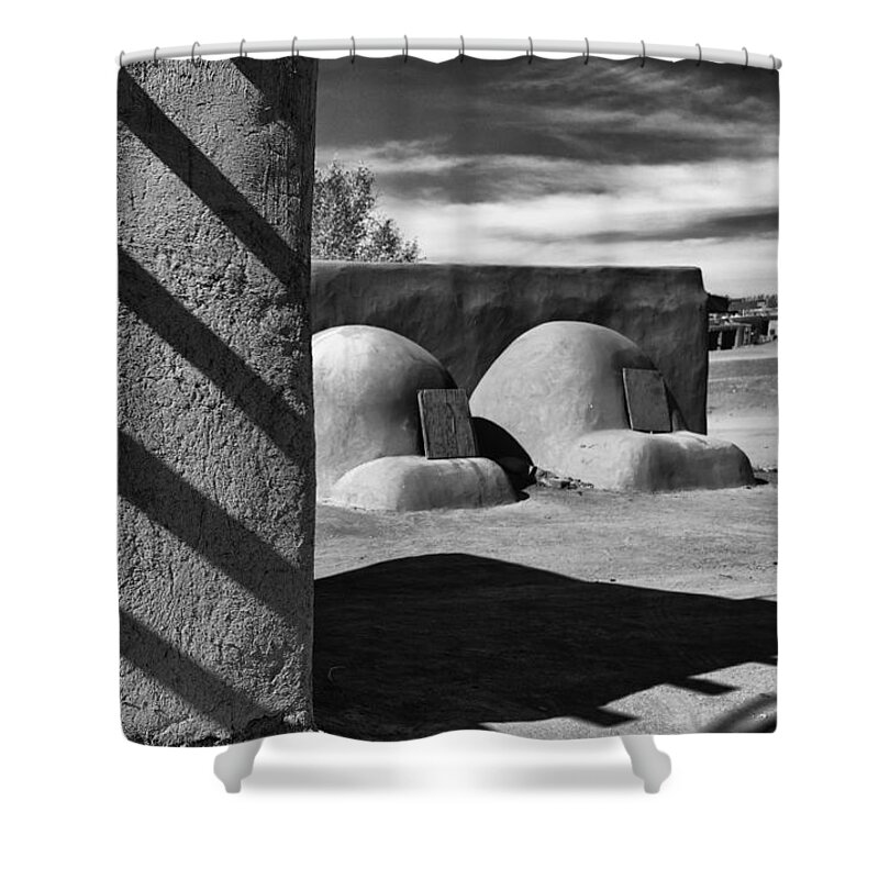 Taos Pueblo Shower Curtain featuring the photograph Bee Hive Ovens by Gary Warnimont