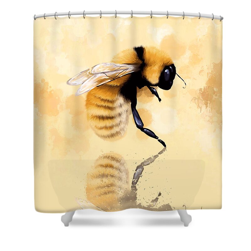 Bee Shower Curtain featuring the painting Bee by Veronica Minozzi