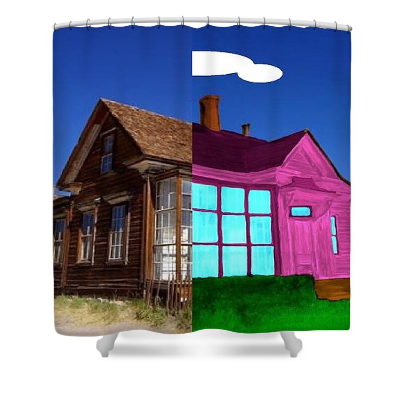 Half Shower Curtain featuring the painting Before and After House by Bruce Nutting