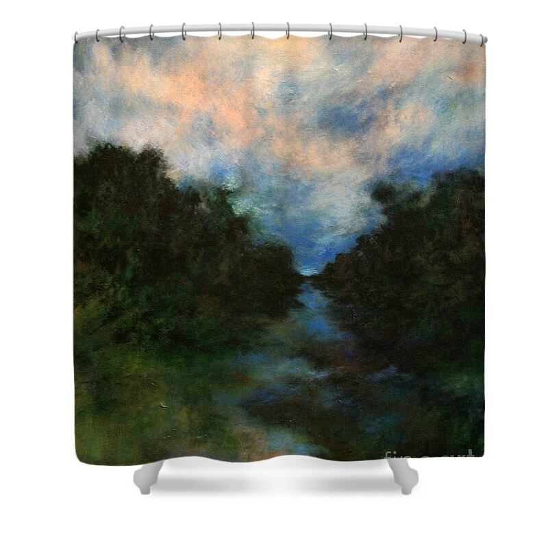Impressionist Landscape Shower Curtain featuring the painting Before the Dream by Alison Caltrider
