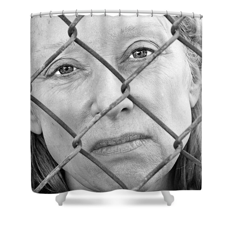 Woman Shower Curtain featuring the photograph Behind the Fence by Kathleen K Parker