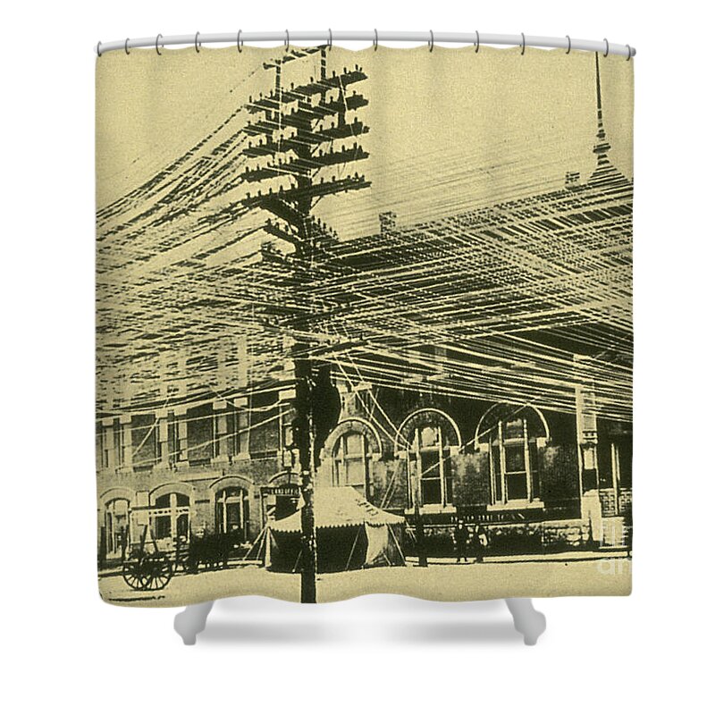 Science Shower Curtain featuring the photograph Bell Telephone System Wires 1900 by Science Source