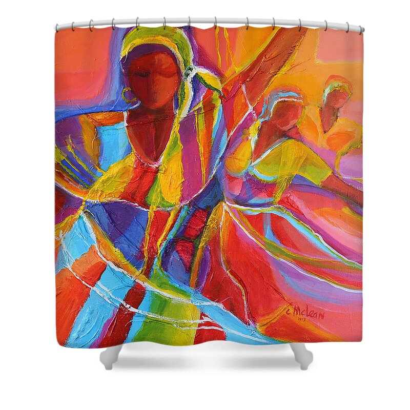 Abstract Shower Curtain featuring the painting Belle Dancers by Cynthia McLean