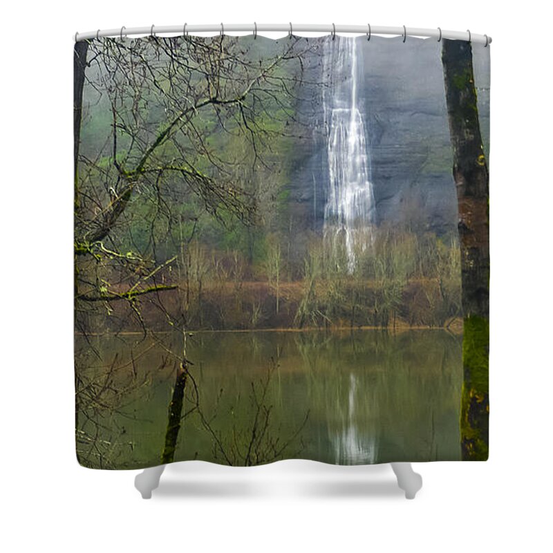 Waterfall Shower Curtain featuring the photograph Beneath Crown Point 2 - 060114-004 by Albert Seger