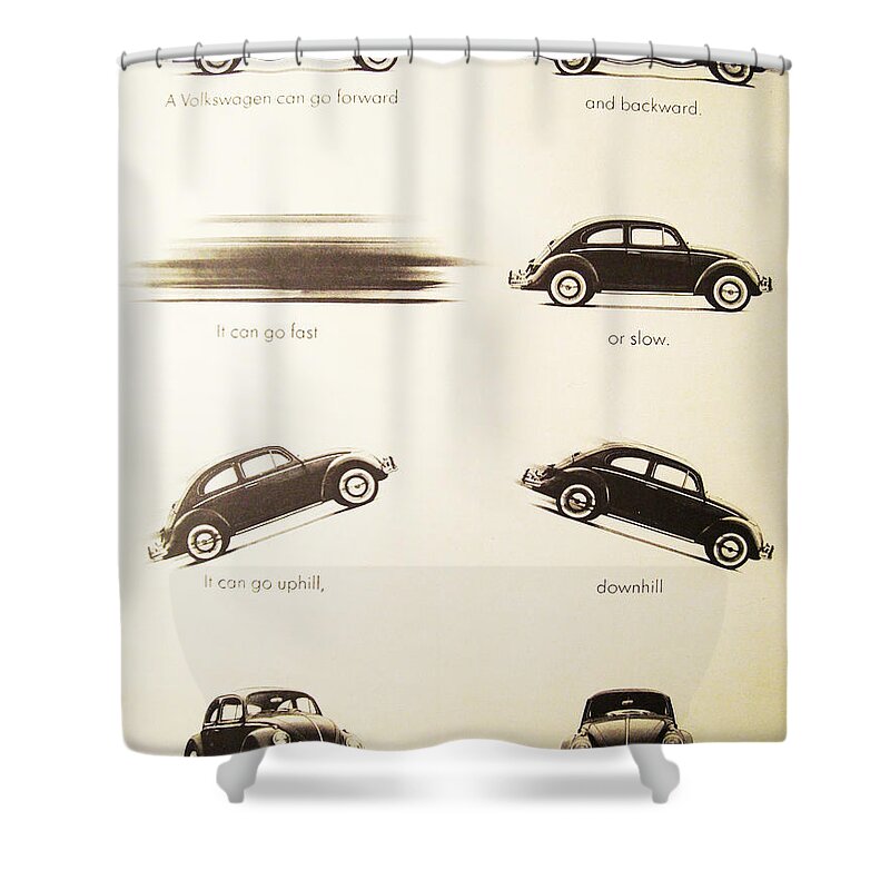 Vw Beetle Shower Curtain featuring the digital art Benefits of a Volkwagen by Georgia Fowler