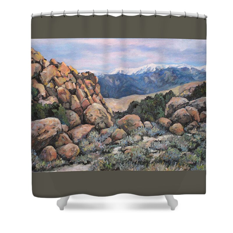 Nature Shower Curtain featuring the painting Benton by Donna Tucker