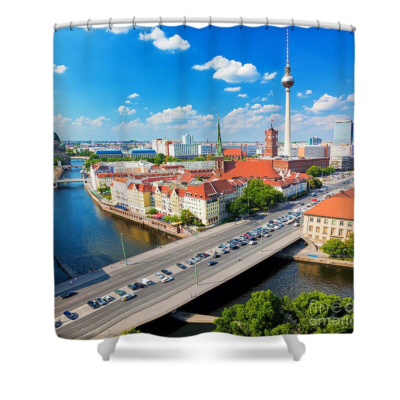 Berlin Shower Curtain featuring the photograph Berlin Germany view on major landmarks by Michal Bednarek