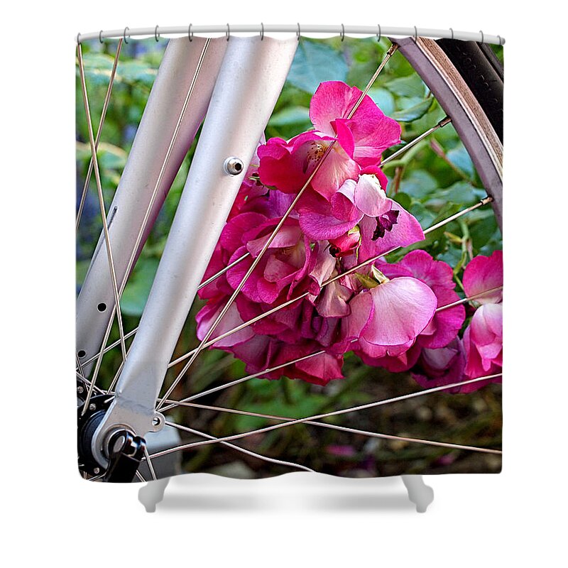 Bicycle Shower Curtain featuring the photograph Bespoke Flower Arrangement by Rona Black