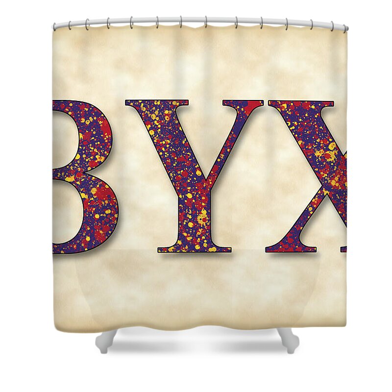 Beta Upsilon Chi Shower Curtain featuring the digital art Beta Upsilon Chi - Parchment by Stephen Younts