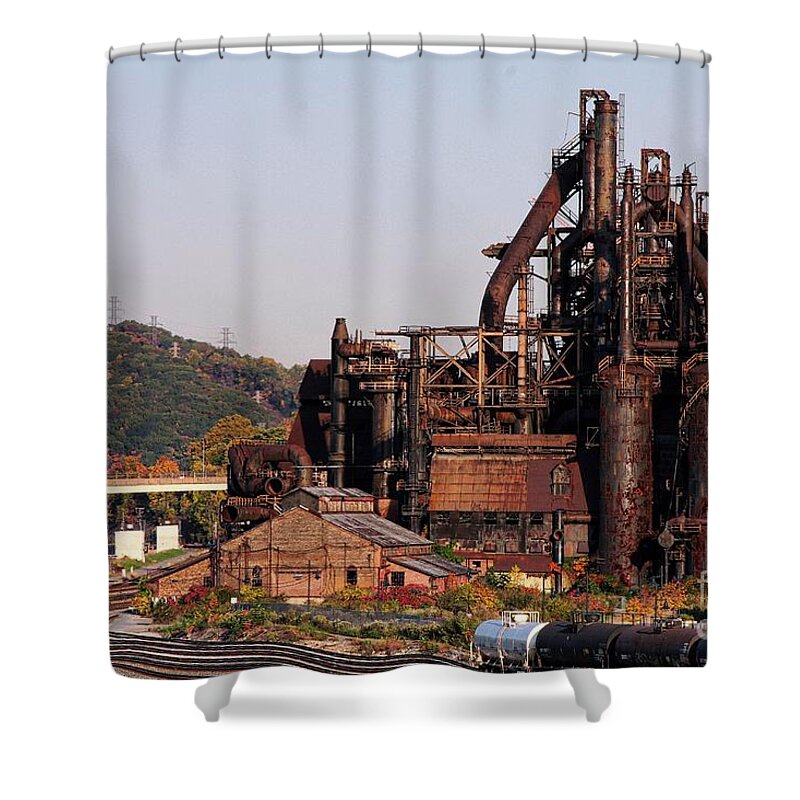 Marcia Lee Jones Shower Curtain featuring the photograph Bethlehem Steel # 8 by Marcia Lee Jones