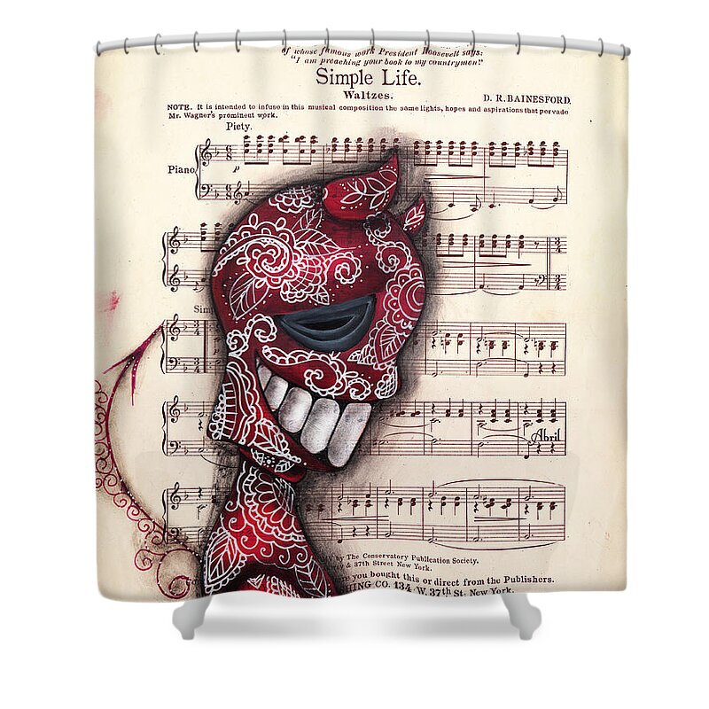 Day Of The Dead Shower Curtain featuring the painting Betrayed by Abril Andrade