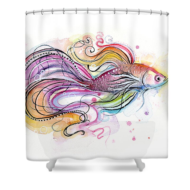 Fish Shower Curtain Abstract Betta Splenden Print for Bathroom 