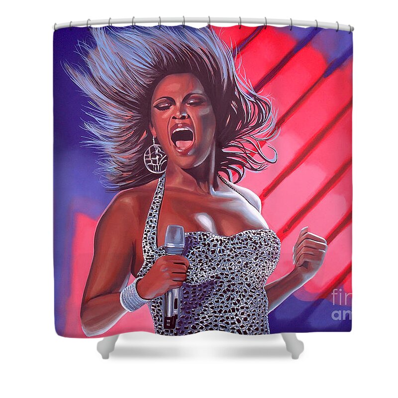 Beyonce Shower Curtain featuring the painting Beyonce by Paul Meijering