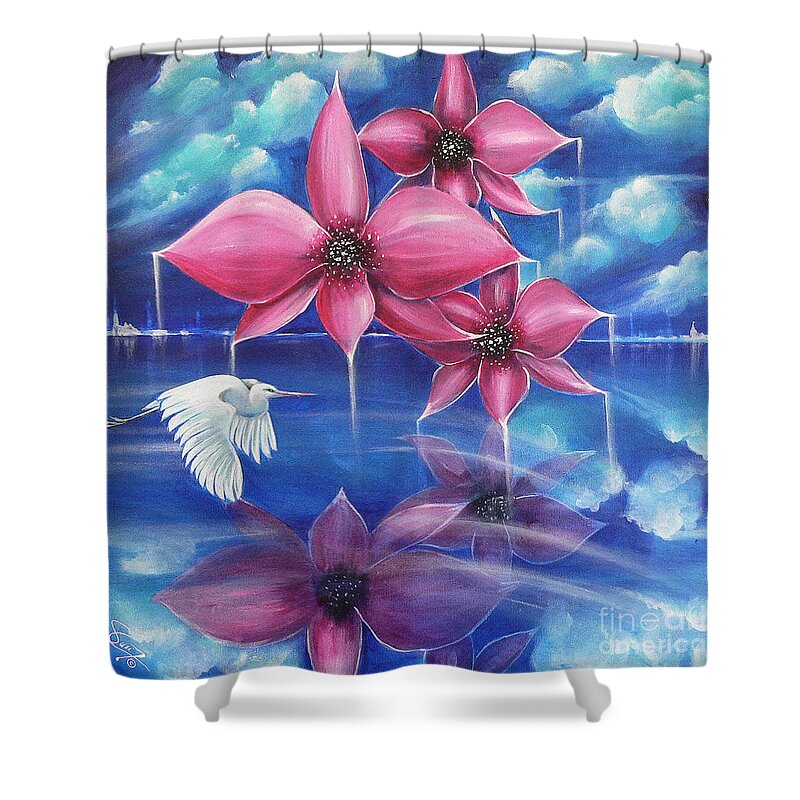Bird Shower Curtain featuring the painting Beyond the Rainbow by Artificium -