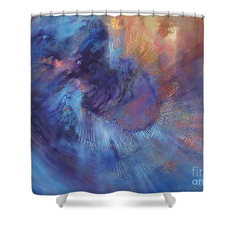 Abstract Shower Curtain featuring the painting Beyond by Valerie Travers