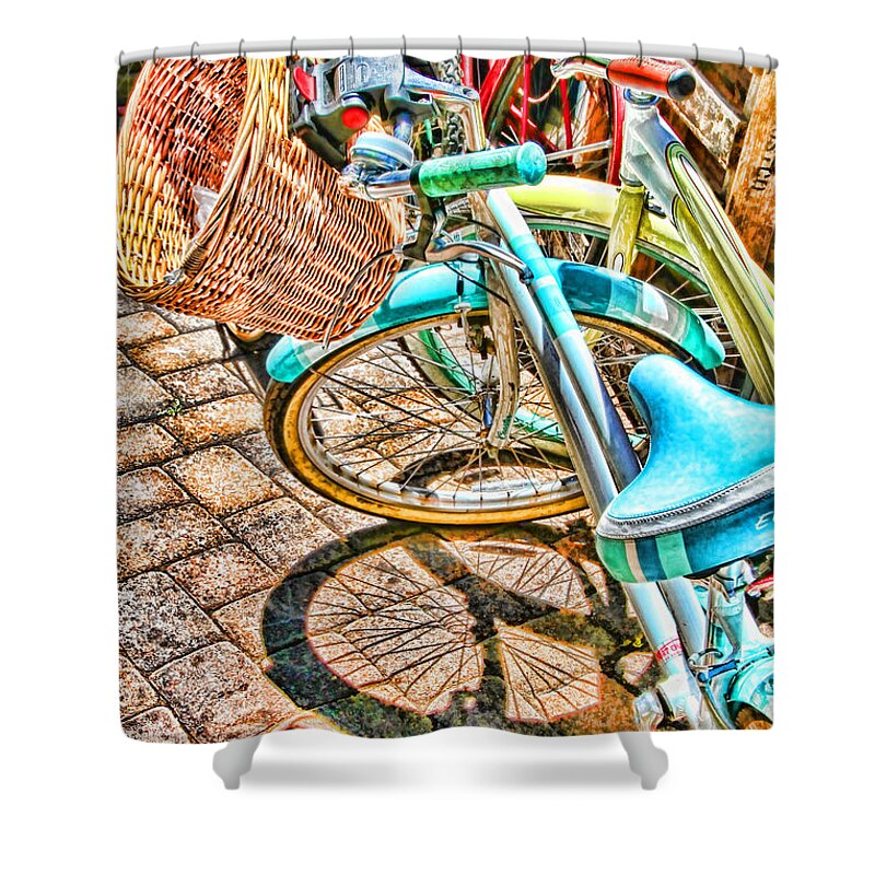 Bicycle Shower Curtain featuring the photograph Bicycle Blue By Diana Sainz by Diana Raquel Sainz