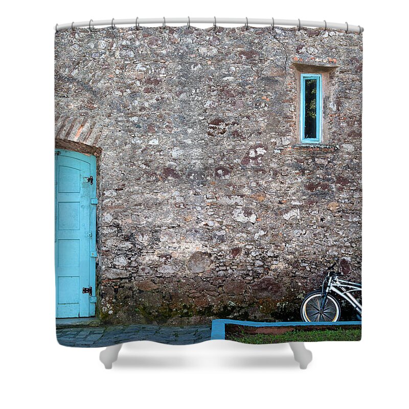 Architectural Feature Shower Curtain featuring the photograph Bicycles by Fernandopodolski