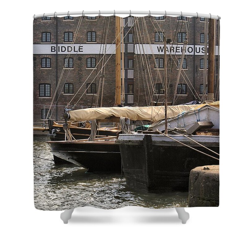 Warehouse Shower Curtain featuring the digital art Biddle warehouse by Ron Harpham