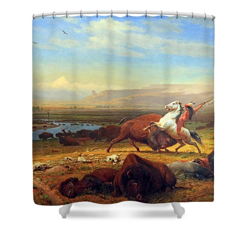 The Last Of The Buffalo Shower Curtain featuring the photograph Bierstadt's The Last Of The Buffalo by Cora Wandel