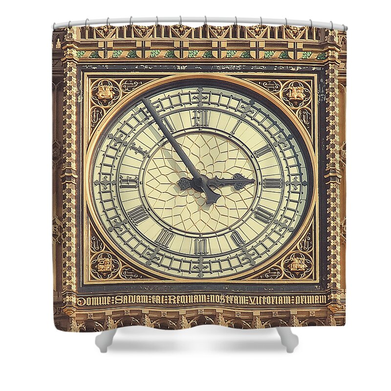 Clock Tower Shower Curtain featuring the photograph Big Ben Tower Clock Face Close Up by Sherif A. Wagih (s.wagih@hotmail.com)