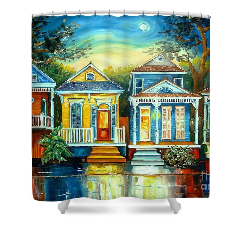 New Orleans Shower Curtain featuring the painting Big Easy Moon by Diane Millsap